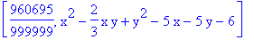 [960695/999999, x^2-2/3*x*y+y^2-5*x-5*y-6]